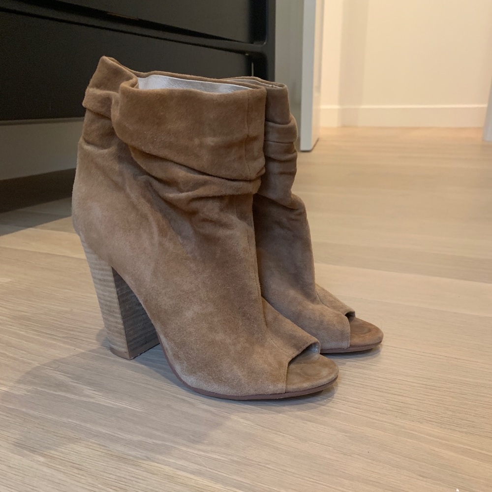 Kristin Cavallari Open Toed Suede Booties